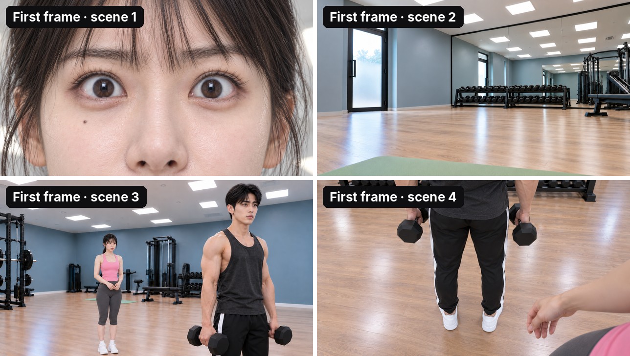 First frames for each shot of the AI short film