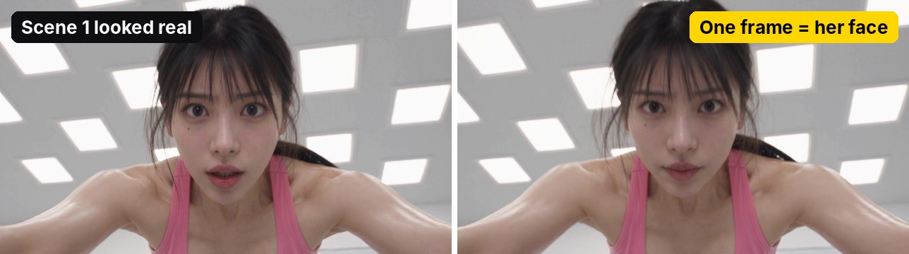 One video frame used as the face reference for realistic AI faces